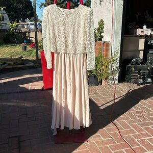Long sleeve elegant cream dress by JackBryan
